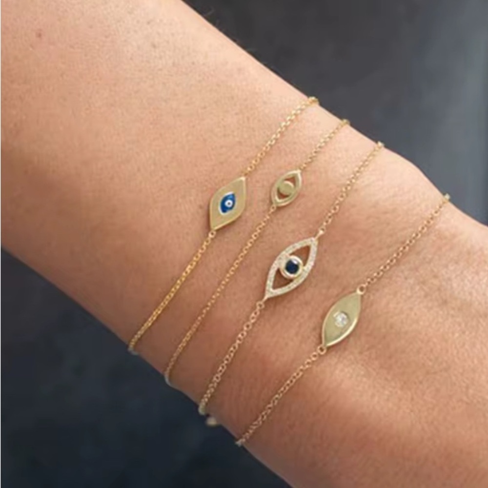 Gold Evil Eye Bracelet Set .925 silver